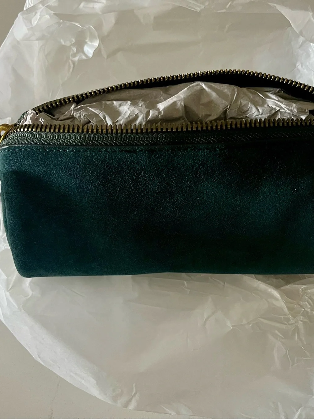 Madewell The Make Up Cosmetic Pouch Zip Leather Suede